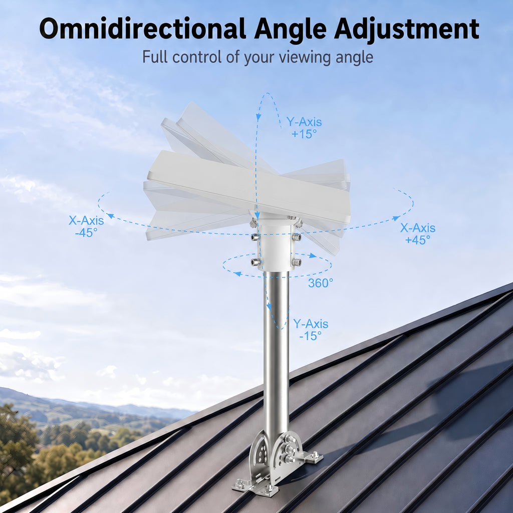 Starlink Mini Roof Mount – 290 mm Stainless Steel Pole with White Multi-Angle Ball Joint Adapter