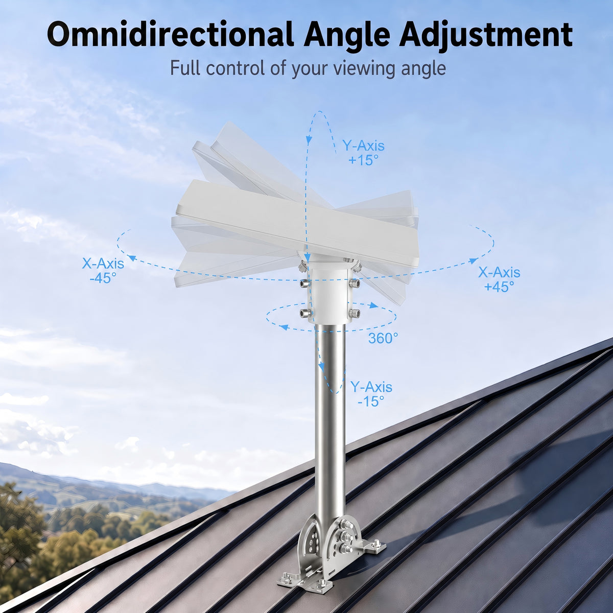 Starlink Mini Roof Mount – 290 mm Stainless Steel Pole with White Multi-Angle Ball Joint Adapter