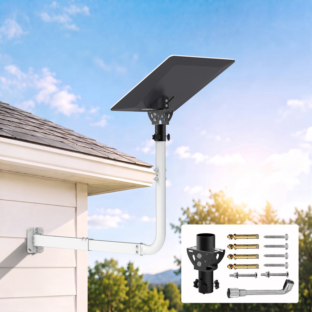 Starlink V5 / Gen 5 Long Wall Mount – White Base with Black Adapter, Adjustable 32.8" Extension, Works with Original V5 Pipe Adapter