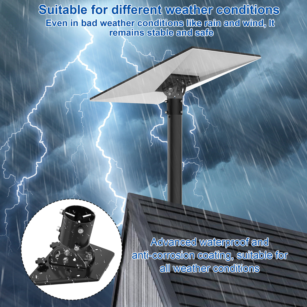 Starlink Gen 3 Pipe Adapter – Black 160° Tilt Mount for Poles Up to 2.05" / 52 mm