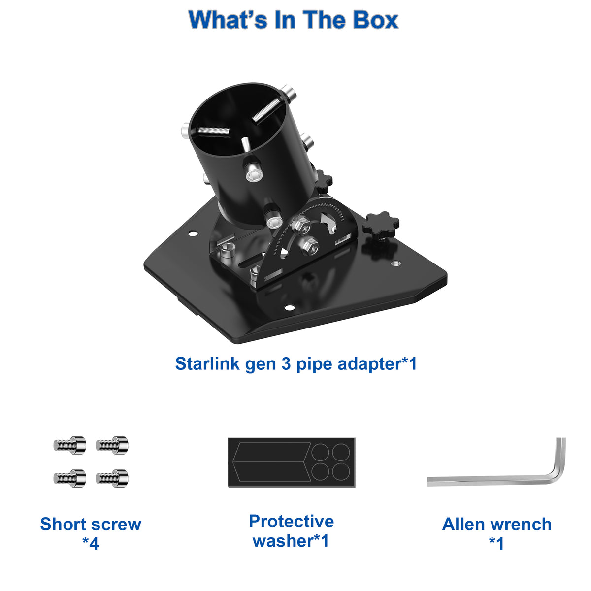 Starlink Gen 3 Pipe Adapter – Black 160° Tilt Mount for Poles Up to 2.05" / 52 mm