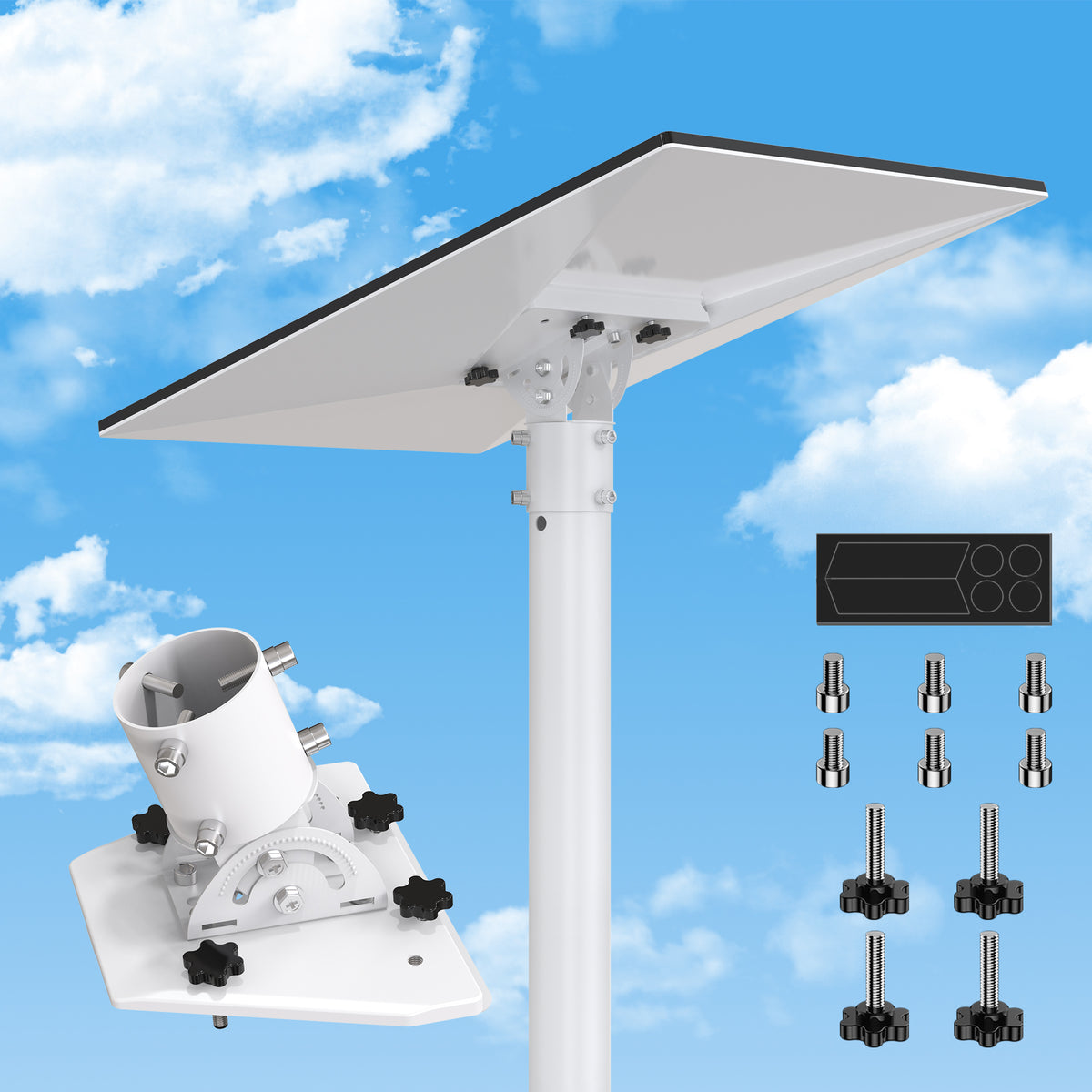 Starlink Gen 3 / Standard 4 / 4X / Enterprise Pipe Adapter – White Adjustable Mount for Poles Up to 2.05" / 52 mm