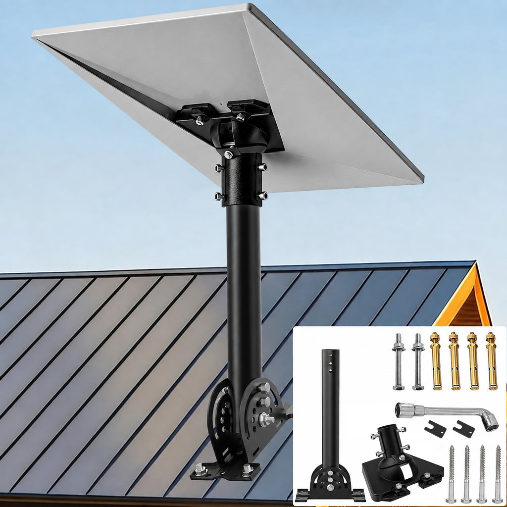 Starlink Gen 3 Roof Mount – For Standard 4 / 4X / Enterprise Dishes Black Iron Pole with Aluminum Ball Joint Adapter