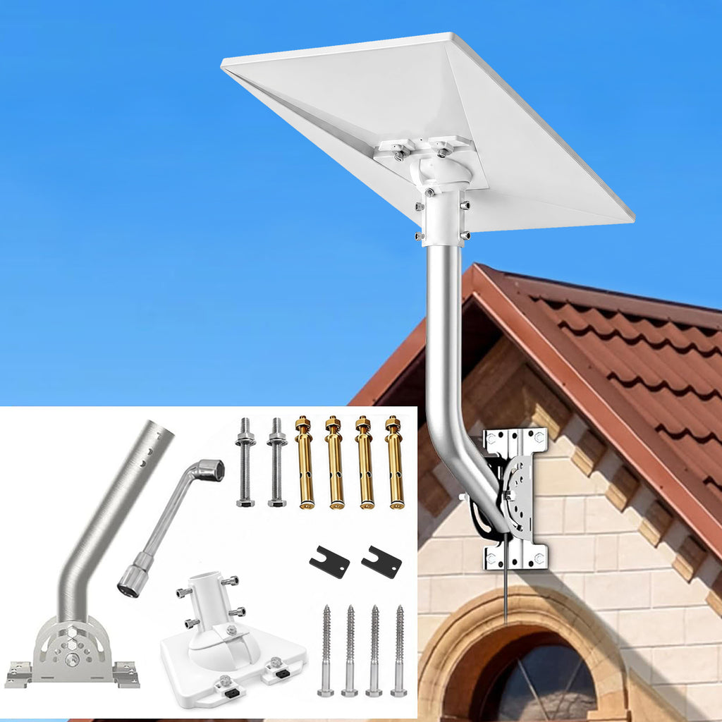 Starlink Gen 3 Wall Mount – 430 Stainless Steel J-Pole with White Multi-Angle Ball Joint Adapter