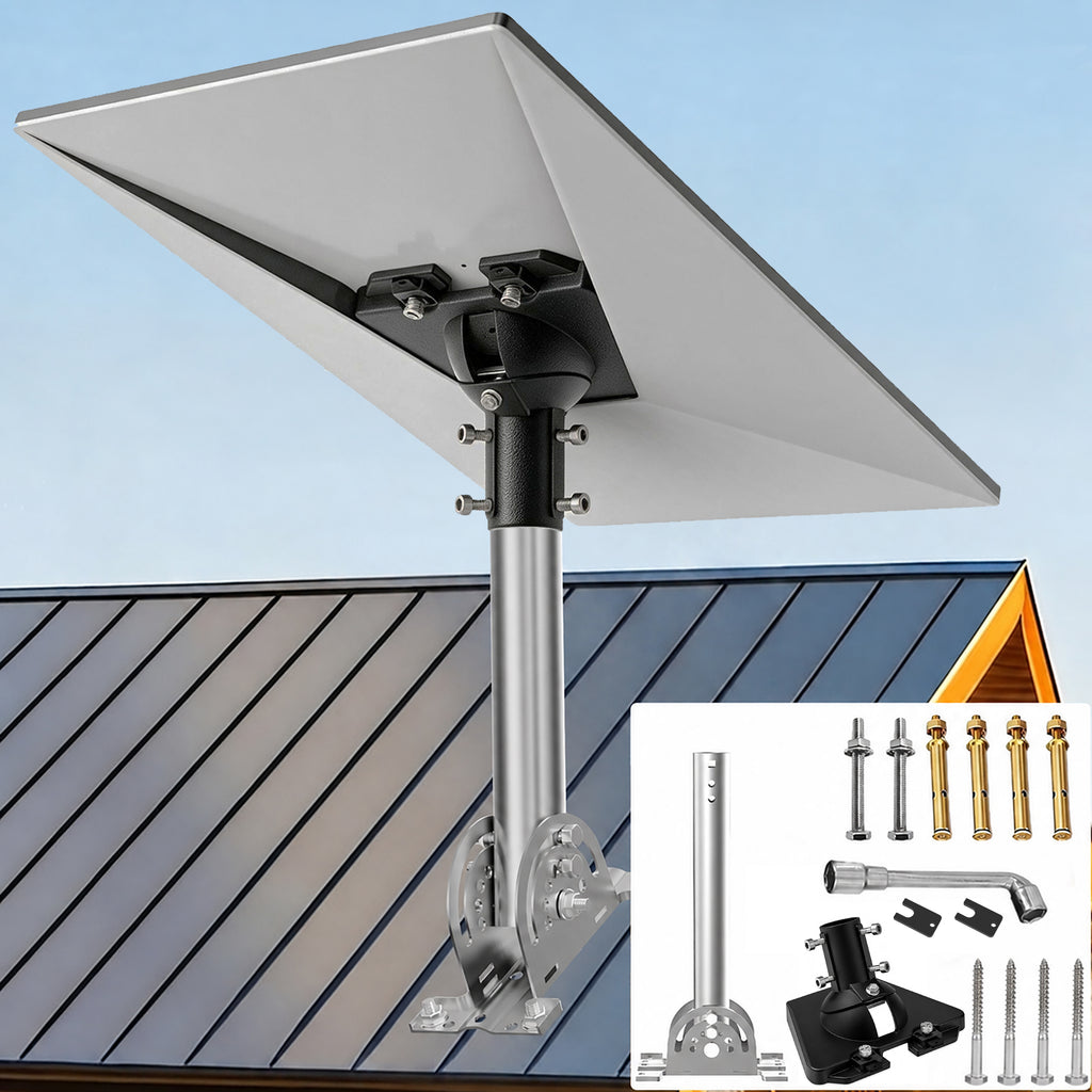 Starlink Gen 3 / Standard 4 / 4X / Enterprise Roof Mount – 430 Stainless Steel Pole with Black Aluminum Ball Joint Adapter
