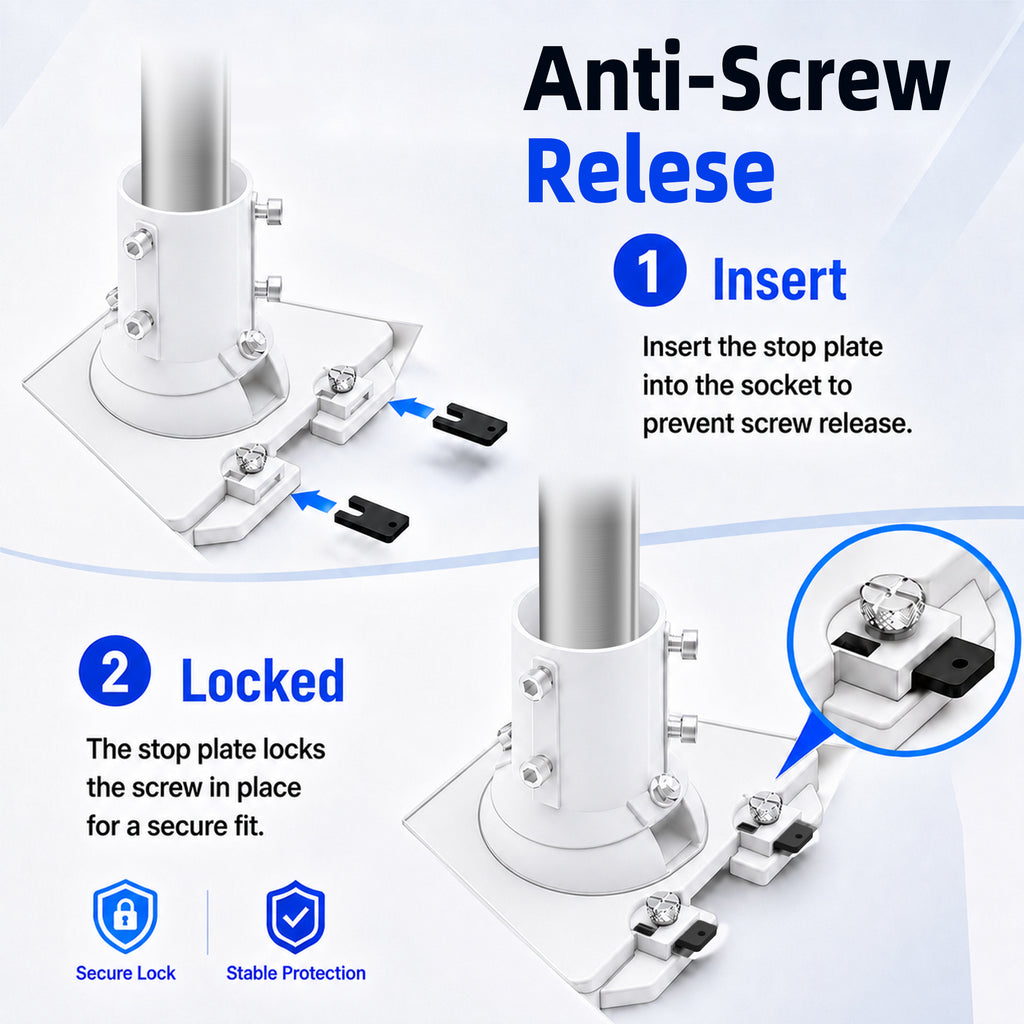 Starlink Gen 3 / Standard 4 / 4X / Enterprise Ball Joint Adapter – White Aluminum Mount for Poles Up to 2.0" / 50.5 mm