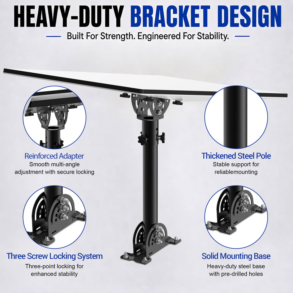 Starlink Gen 3 Roof Mount – 290 mm Black Powder-Coated Pole with 160° Adjustable Adapter
