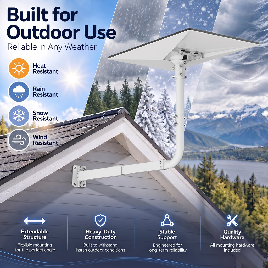 Starlink Gen 3 Extendable Long Wall Mount – White Pole with Multi-Angle Ball Joint Adapter