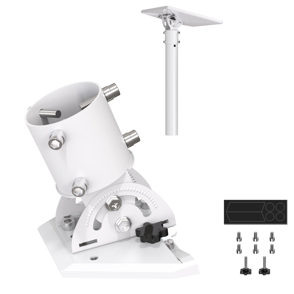 Starlink Mini Pipe Adapter – White Adjustable Tilt Mount for Poles Up to 2.05" / 52 mm