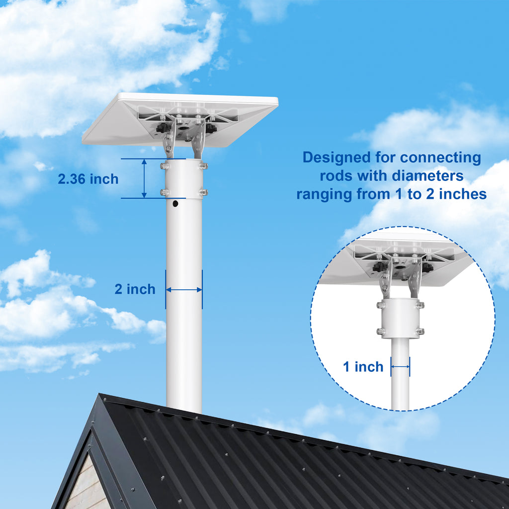 Starlink Mini Pipe Adapter – White Adjustable Tilt Mount for Poles Up to 2.05" / 52 mm