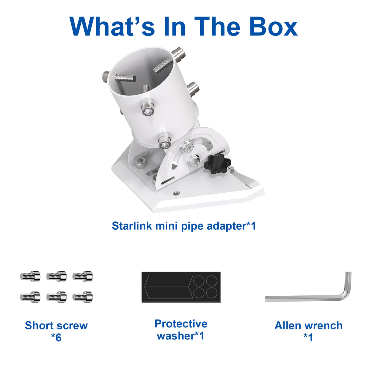 Starlink Mini Pipe Adapter – White Adjustable Tilt Mount for Poles Up to 2.05" / 52 mm