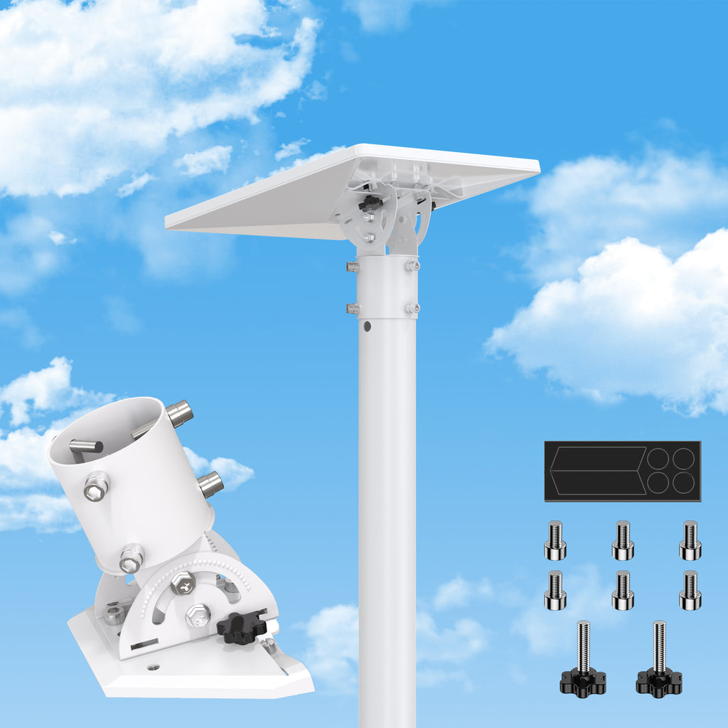 Starlink Mini Pipe Adapter – White Adjustable Tilt Mount for Poles Up to 2.05" / 52 mm