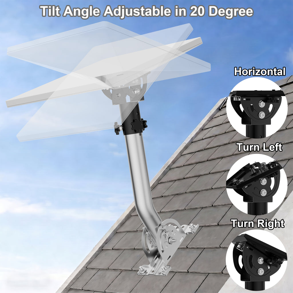 Starlink Mini Wall Mount – 265 mm Stainless Steel J-Pole with Black Adjustable Tilt Adapter