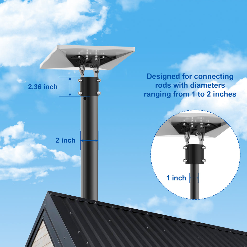 Starlink Mini Pipe Adapter – Black Adjustable Tilt Mount for Poles Up to 2.05" / 52 mm