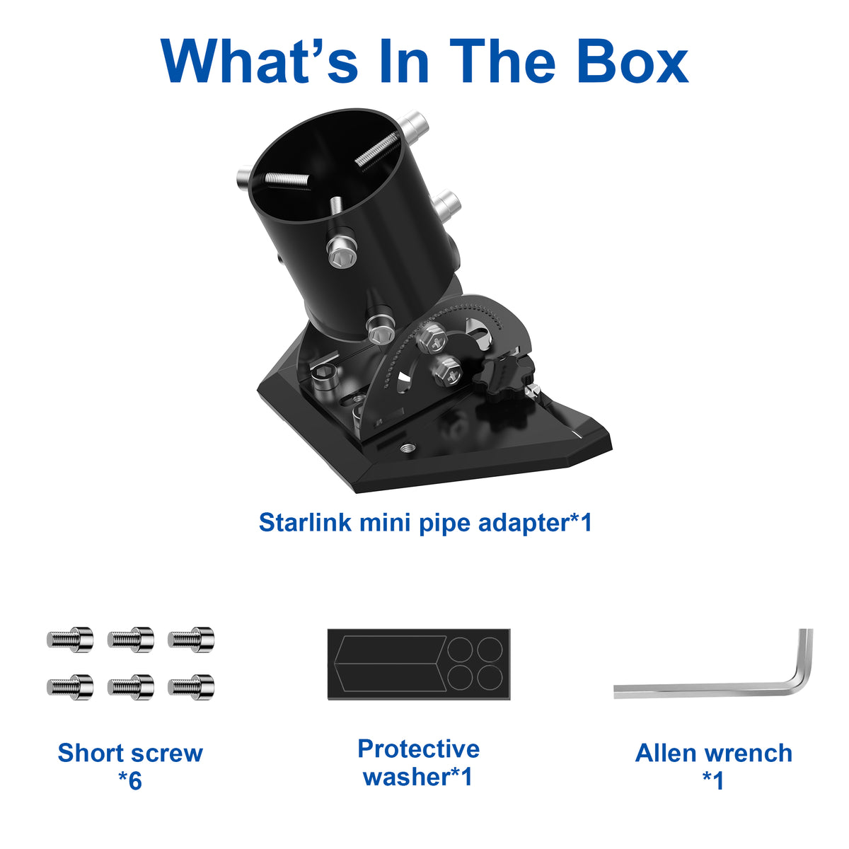 Starlink Mini Pipe Adapter – Black Adjustable Tilt Mount for Poles Up to 2.05" / 52 mm