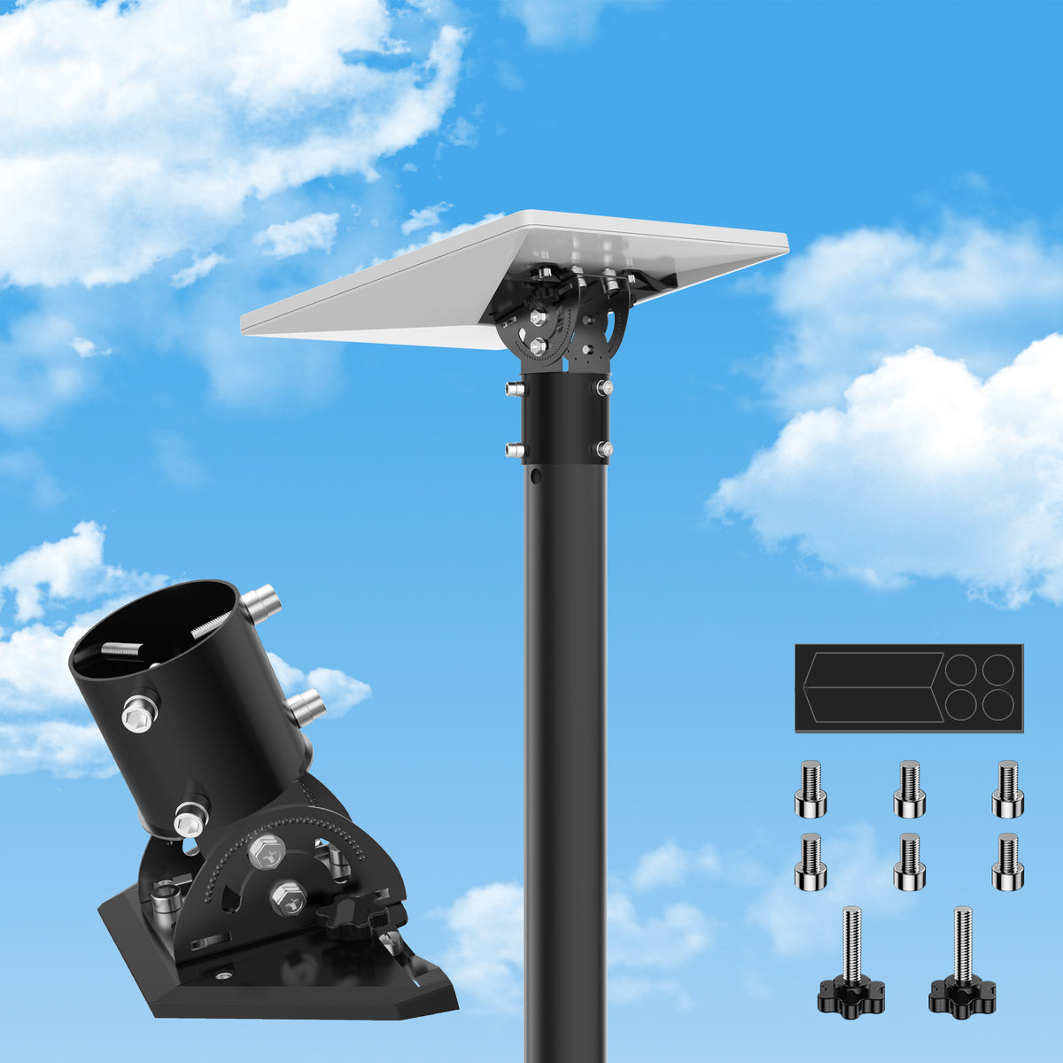 Starlink Mini Pipe Adapter – Black Adjustable Tilt Mount for Poles Up to 2.05" / 52 mm