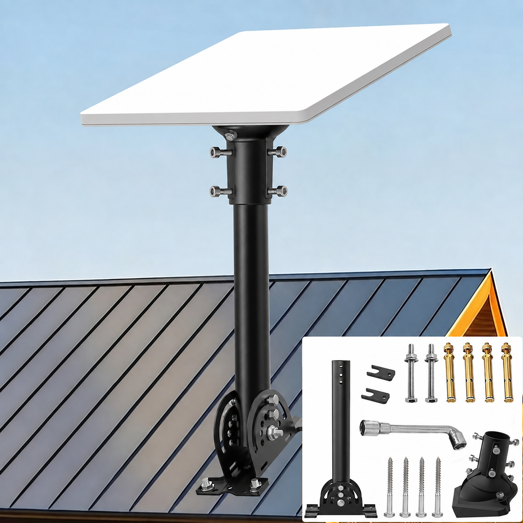 Starlink Mini Roof Mount – 290 mm Black Powder-Coated Pole with Multi-Angle Ball Joint Adapter