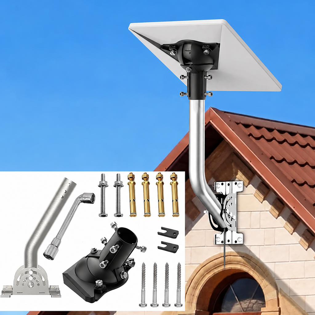 Starlink Mini Wall Mount – 265 mm Stainless Steel Pole with Black Multi-Angle Ball Joint Adapter