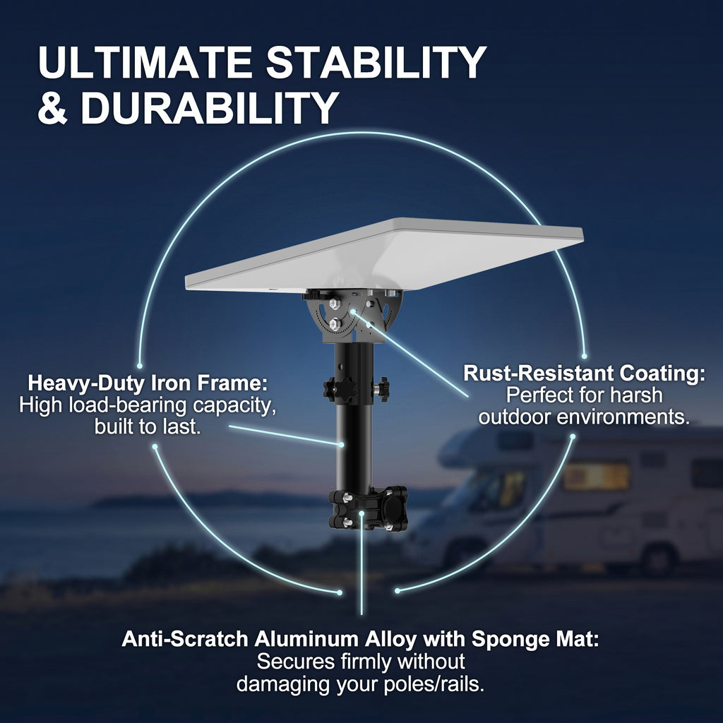 Starlink Mini RV Ladder, Roof Rack & Boat Rail Mount – 0.8–1.1" Adjustable Pole Clamp