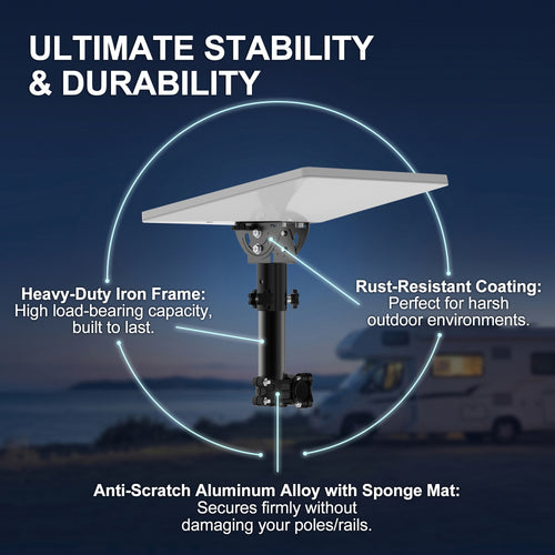 Starlink Mini RV Ladder, Roof Rack & Boat Rail Mount – 0.8–1.1" Adjustable Pole Clamp