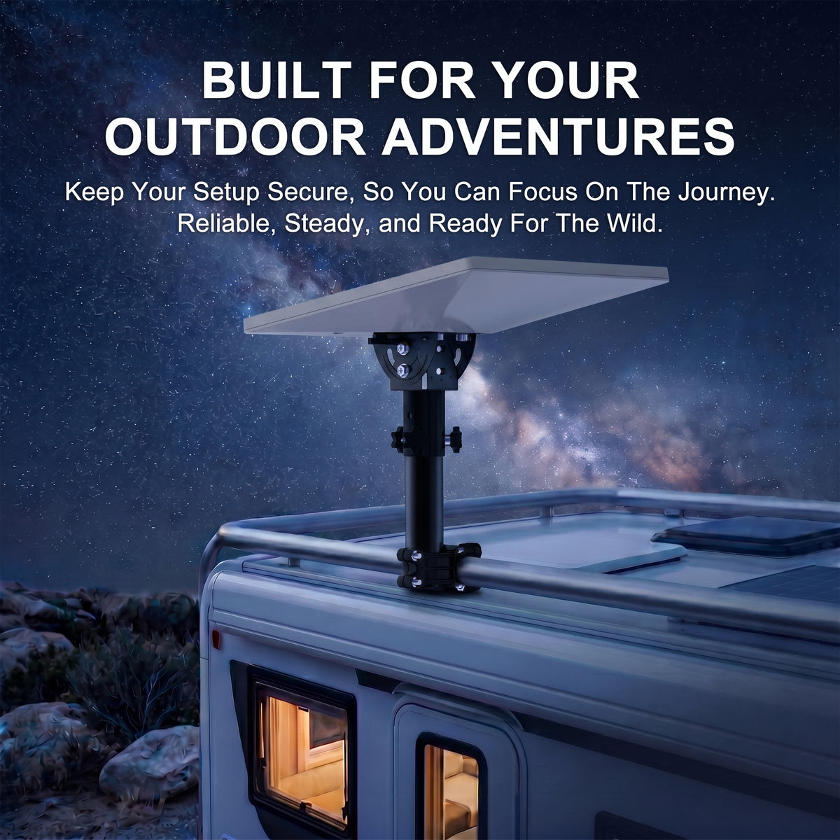 Starlink Mini RV Ladder, Roof Rack & Boat Rail Mount – 0.8–1.1" Adjustable Pole Clamp