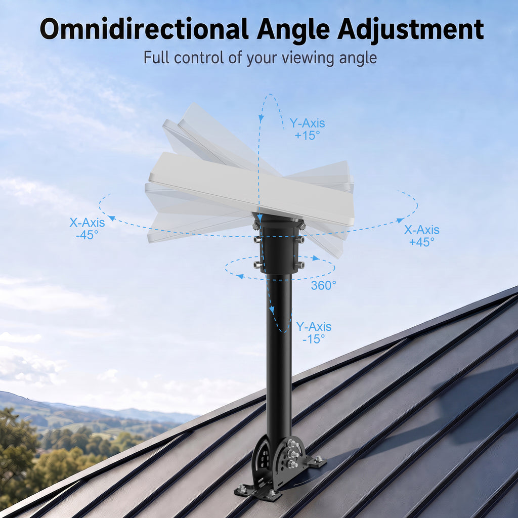 Starlink Mini Roof Mount – 290 mm Black Powder-Coated Pole with Multi-Angle Ball Joint Adapter