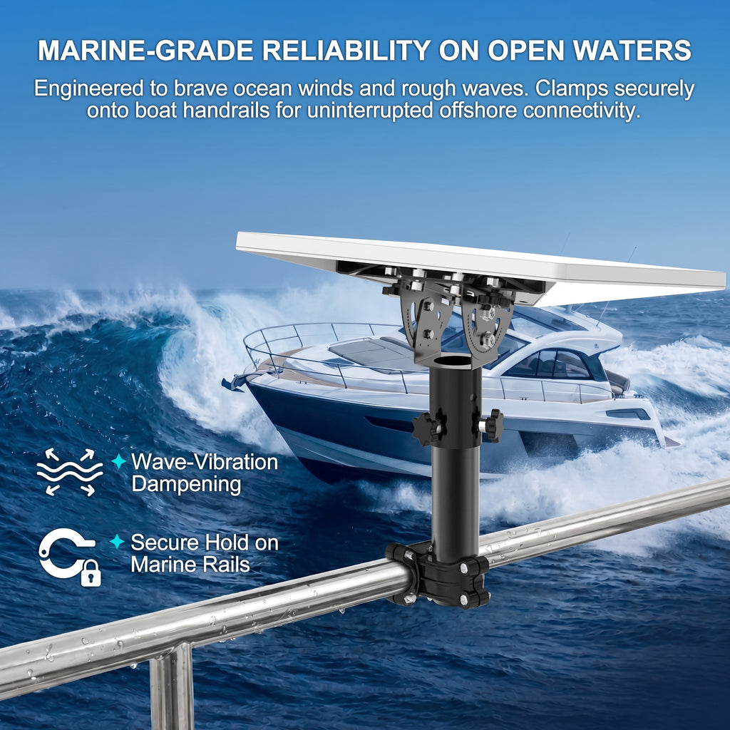Starlink Mini RV Ladder, Roof Rack & Boat Rail Mount – 0.8–1.1" Adjustable Pole Clamp