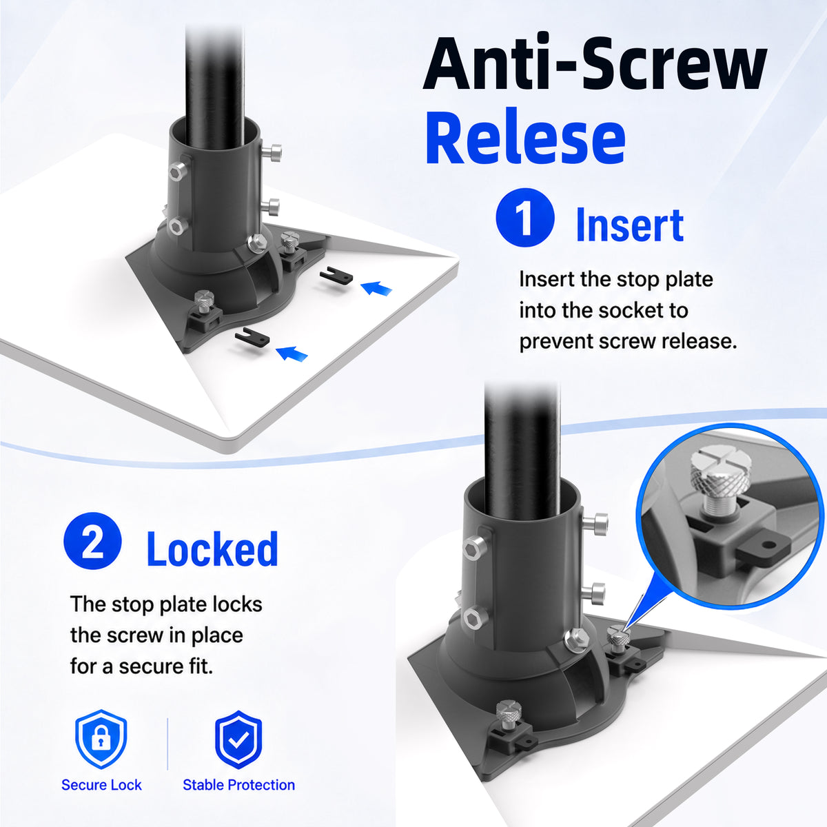 Starlink Mini Ball Joint Adapter – Black Aluminum Multi-Angle Mount for Poles Up to 2.0" / 50.5 mm