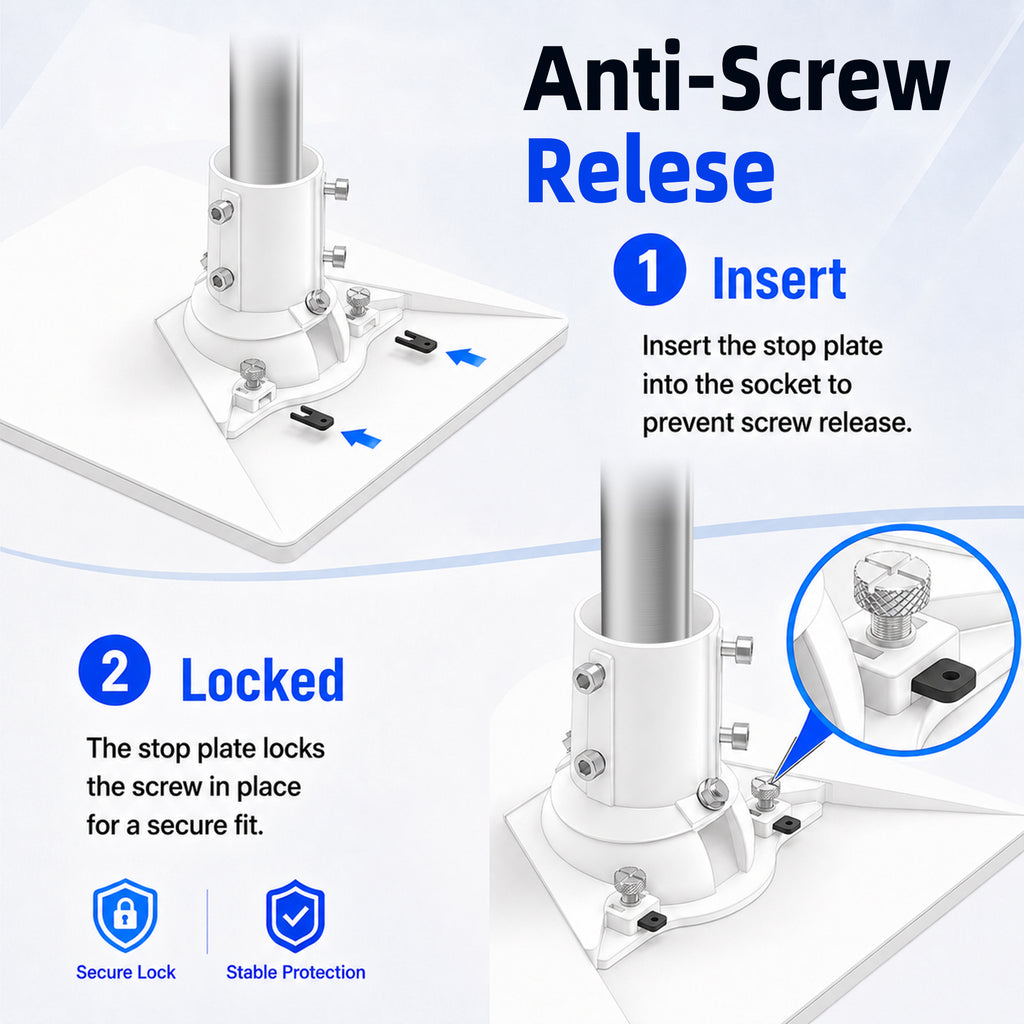 Starlink Mini Ball Joint Adapter – White Aluminum Multi-Angle Mount for Poles Up to 2.0" / 50.5 mm