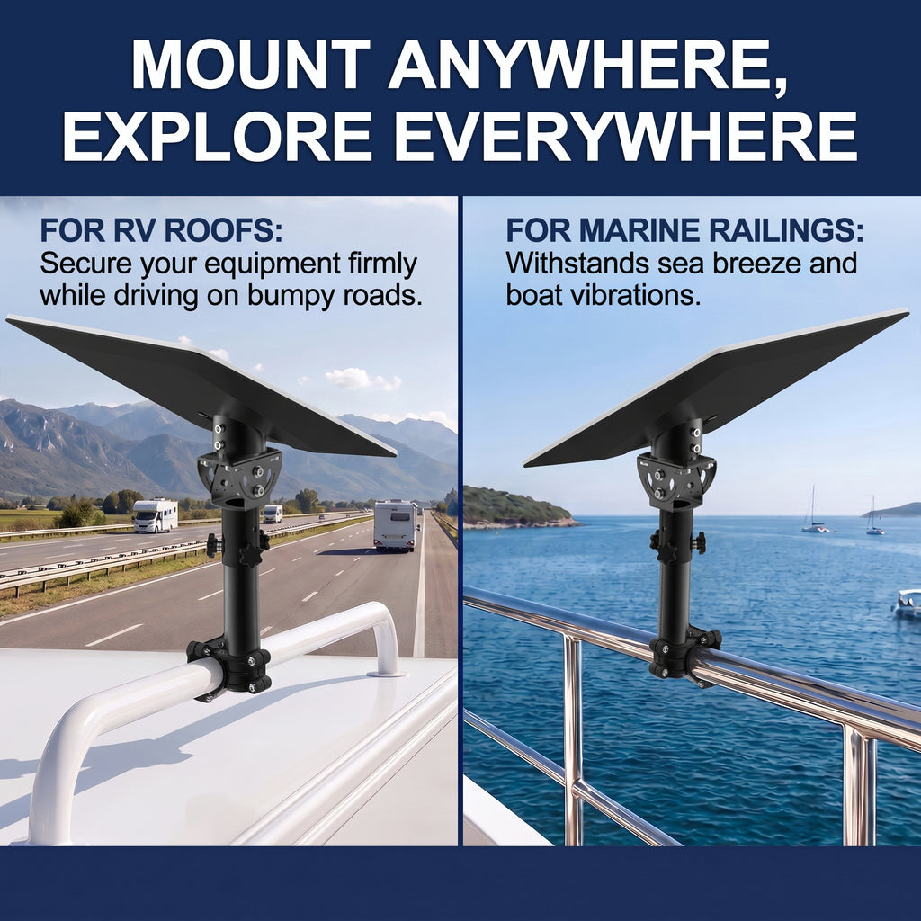 Starlink V5 / Gen 5 RV Ladder & Boat Rail Mount – 0.8–1.1" Clamp, Works with Original V5 Pipe Adapter