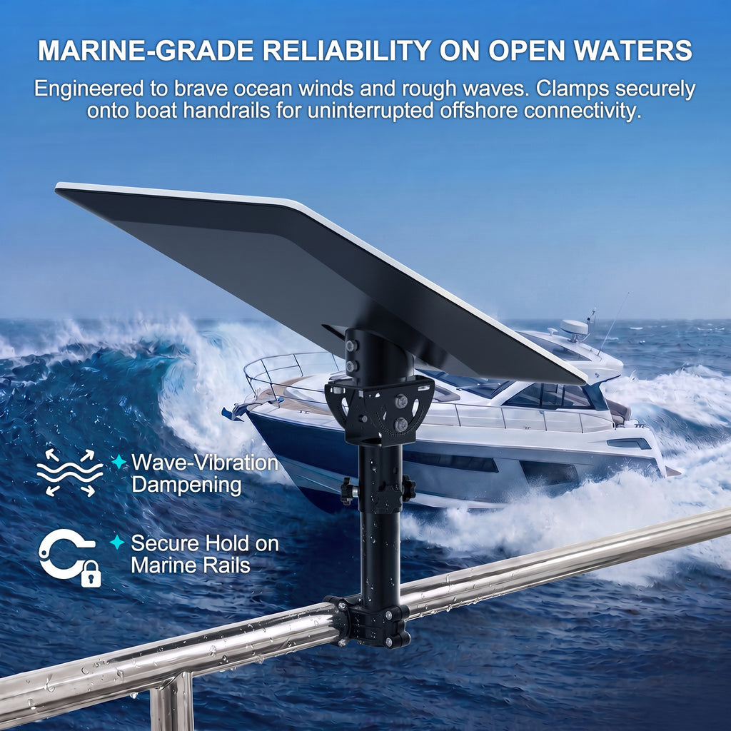 Starlink V5 / Gen 5 RV Ladder & Boat Rail Mount – 0.8–1.1" Clamp, Works with Original V5 Pipe Adapter