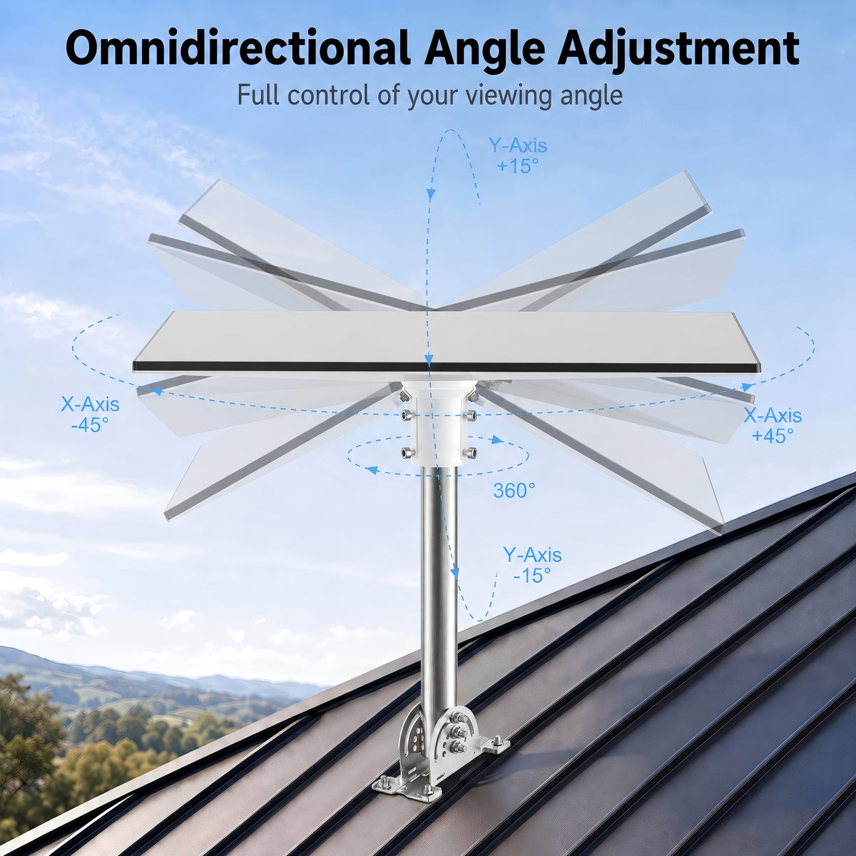 Starlink Gen 3 Roof Mount – 430 Stainless Steel Pole with White Multi-Angle Ball Joint Adapter