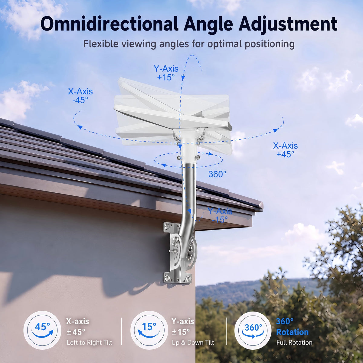Starlink Mini Wall Mount – 265 mm Stainless Steel J-Pole with White Multi-Angle Ball Joint Adapter